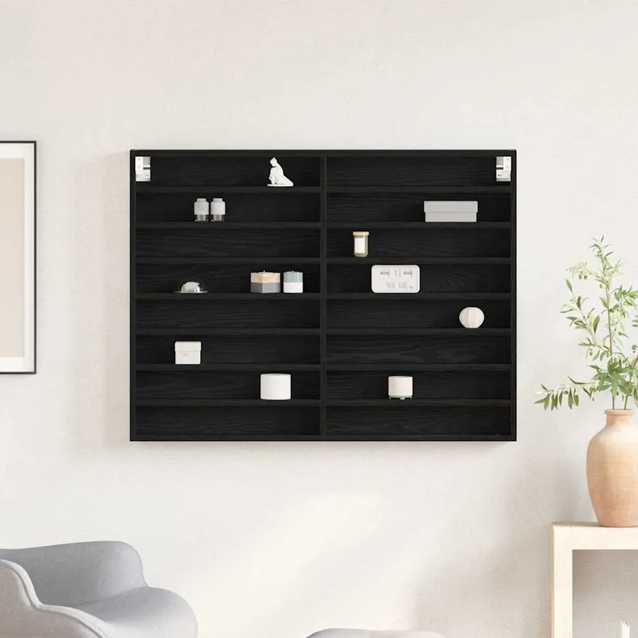 Vitrine Chêne noir 100 x 8,5 x 75 cm Bois d'ingénierie - 4