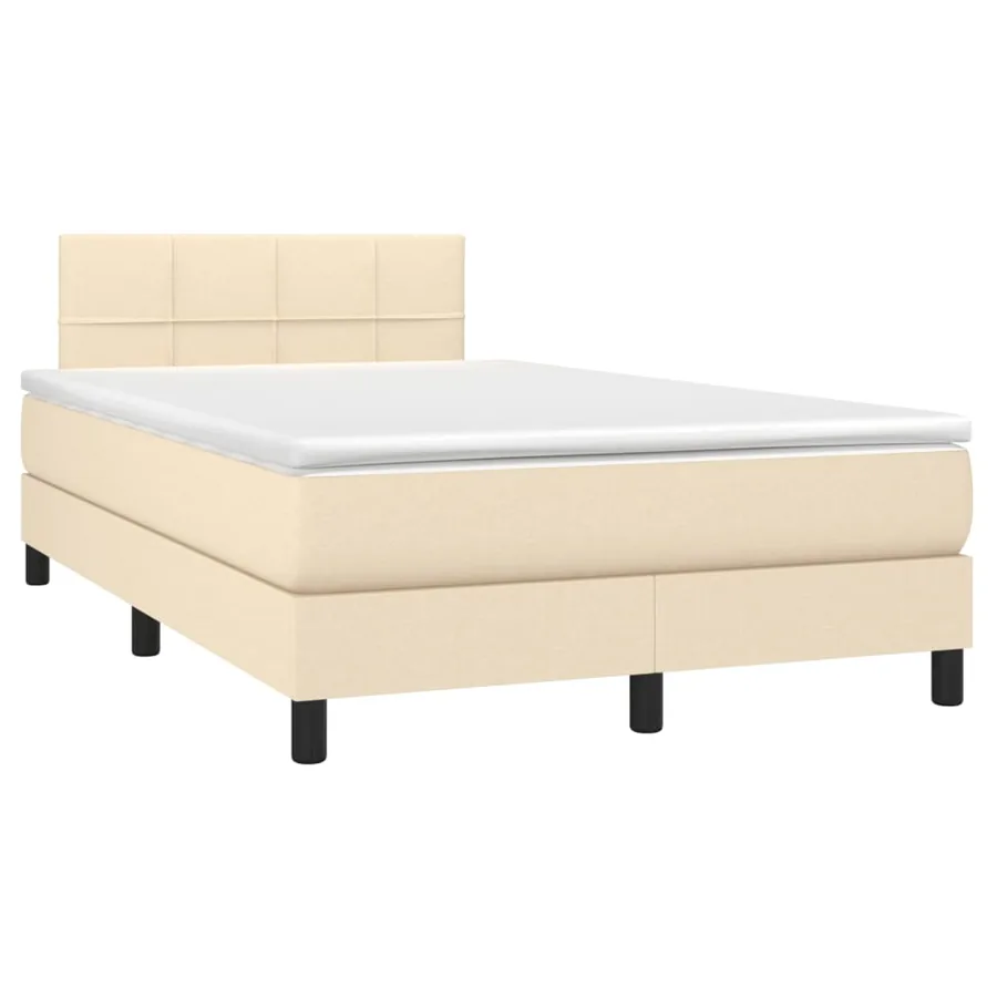 Sommier à lattes de lit avec matelas LED Crème 120x200 cm Tissu - 3