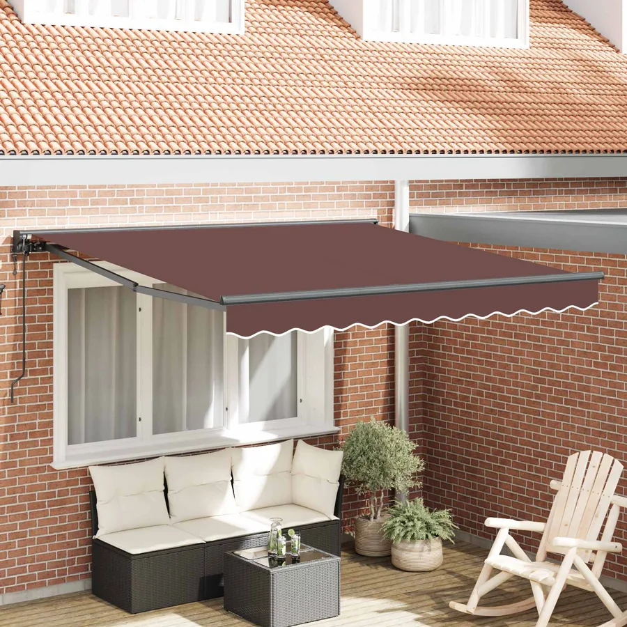Cadre d'auvent Marron 300 x 250 cm Polyester avec revêtement PU
