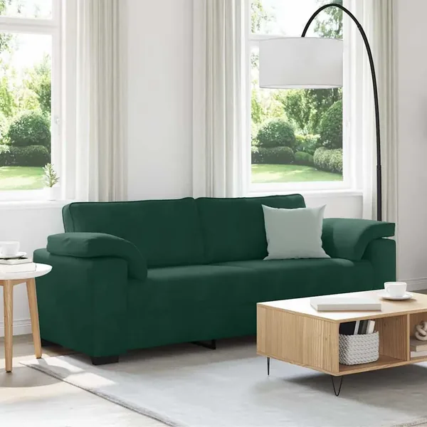 Canapé 3 places vert foncé 220 x 77 x 82 cm velours