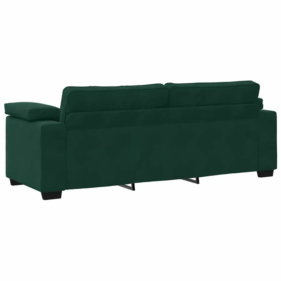 Canapé 3 places vert foncé 220 x 77 x 82 cm velours - 6