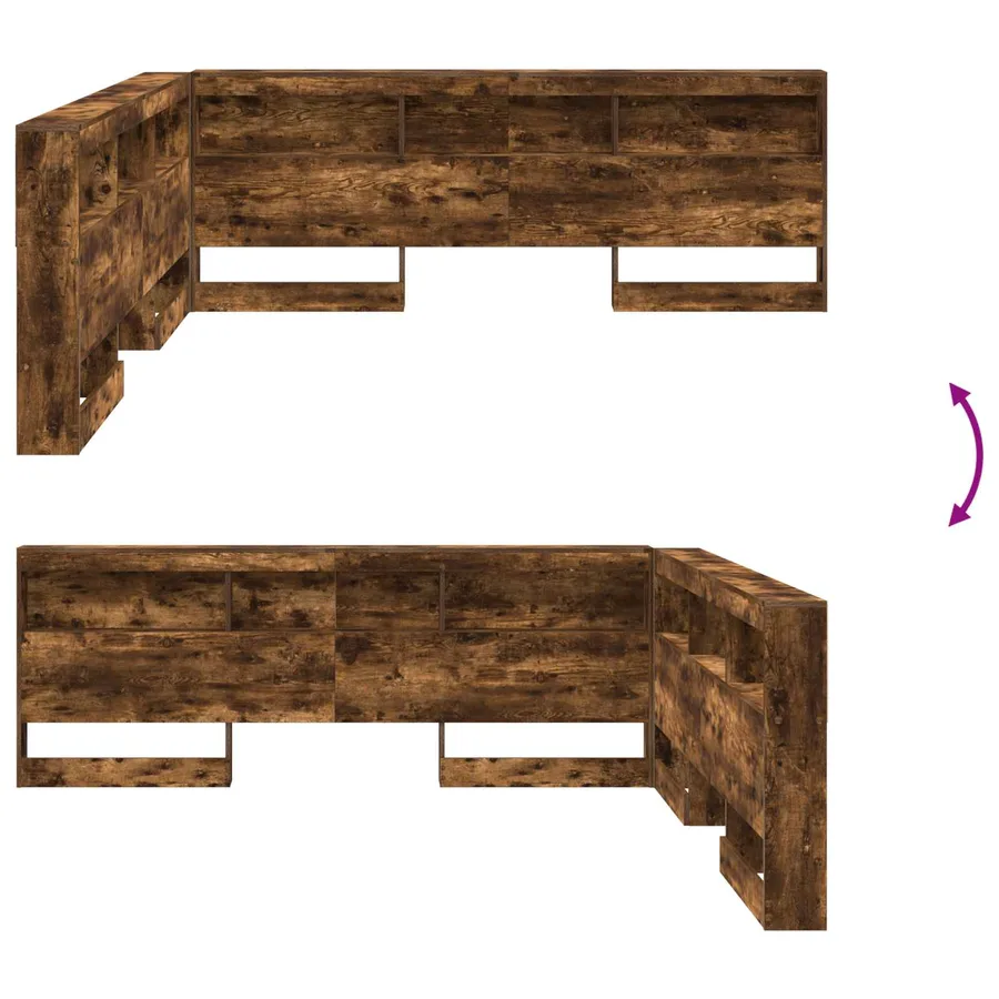 Tête de lit de rangement Chêne fumé 180 cm Bois d'ingénierie - 8