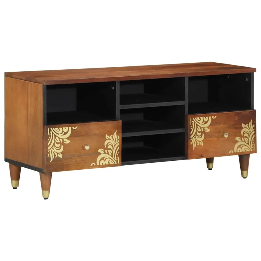 Meuble TV Marron miel 100 x 33 x 46 cm Bois de mangue massif