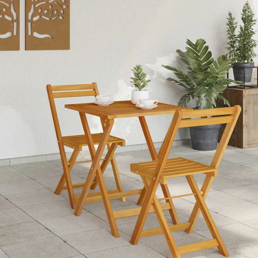 Table de Jardin Naturel 60 x 60 x 72 cm Bois d'Acacia Massif - 3