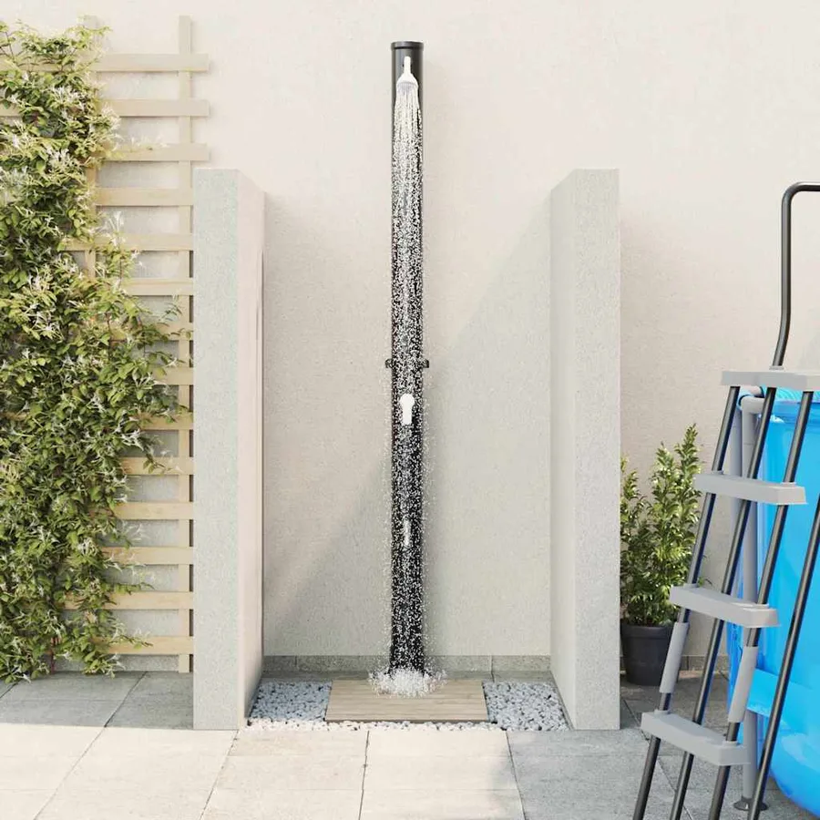 Douche solaire extérieure Noir 217 cm PVC et Aluminium - 4
