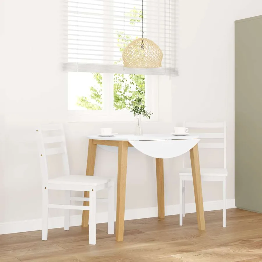Chaises à manger 2 pcs blanc bois massif caoutchouc