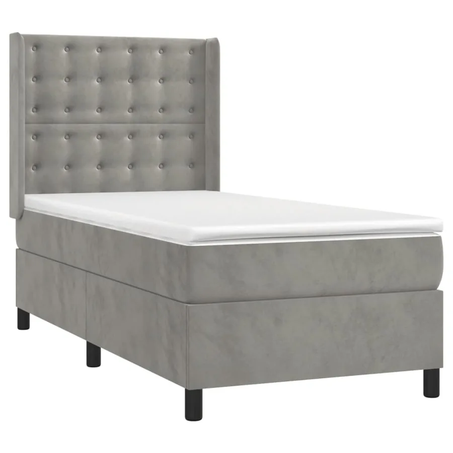 Sommier à lattes de lit et matelas Gris clair 80x200 cm Velours - 3