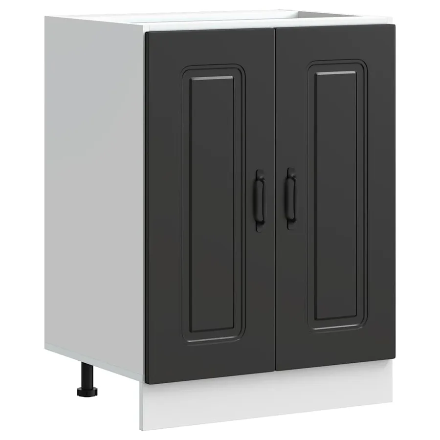 Meuble bas pour évier Kalmar noir 60x46x81,5 cm bois ingénierie - 2