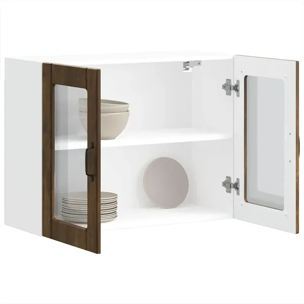 Armoire murale de cuisine avec porte vitrée "Lucca" Chêne fumé Bois d'ingénierie
