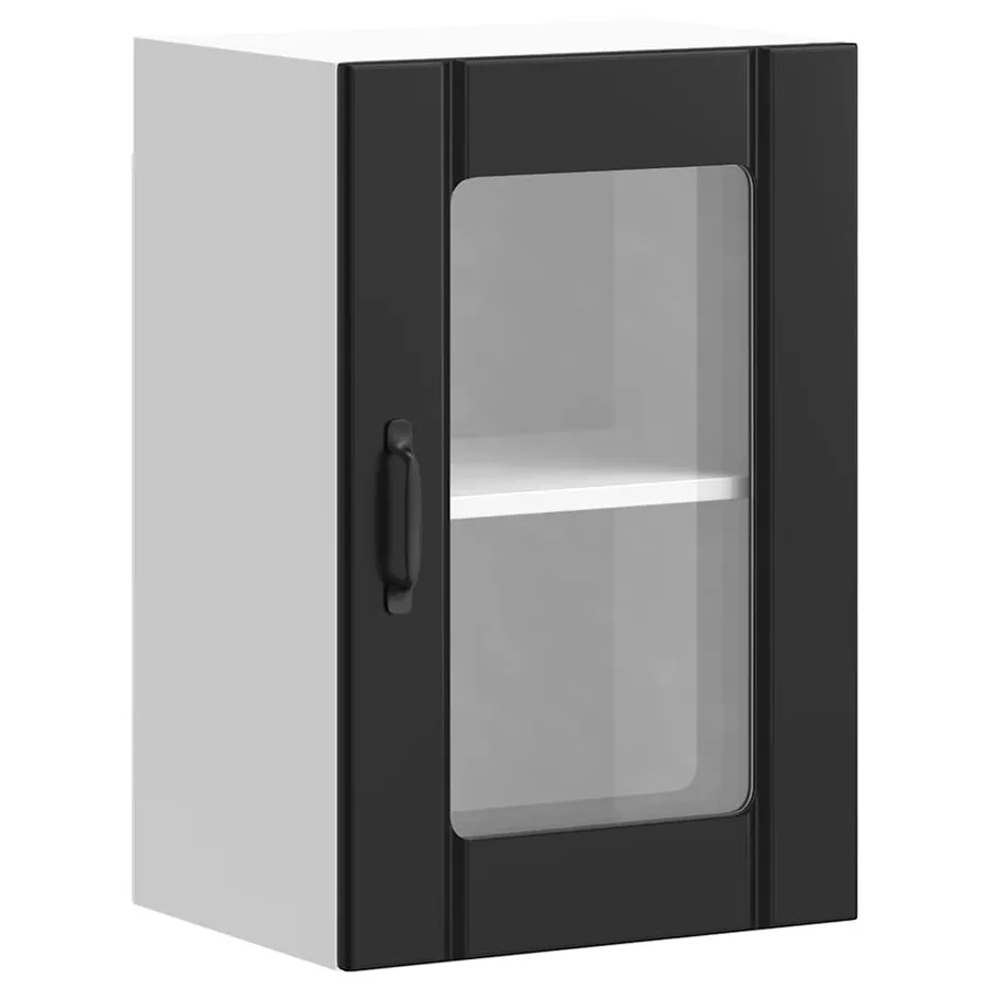 Armoire murale de cuisine avec porte en verre Lucca noir - 2
