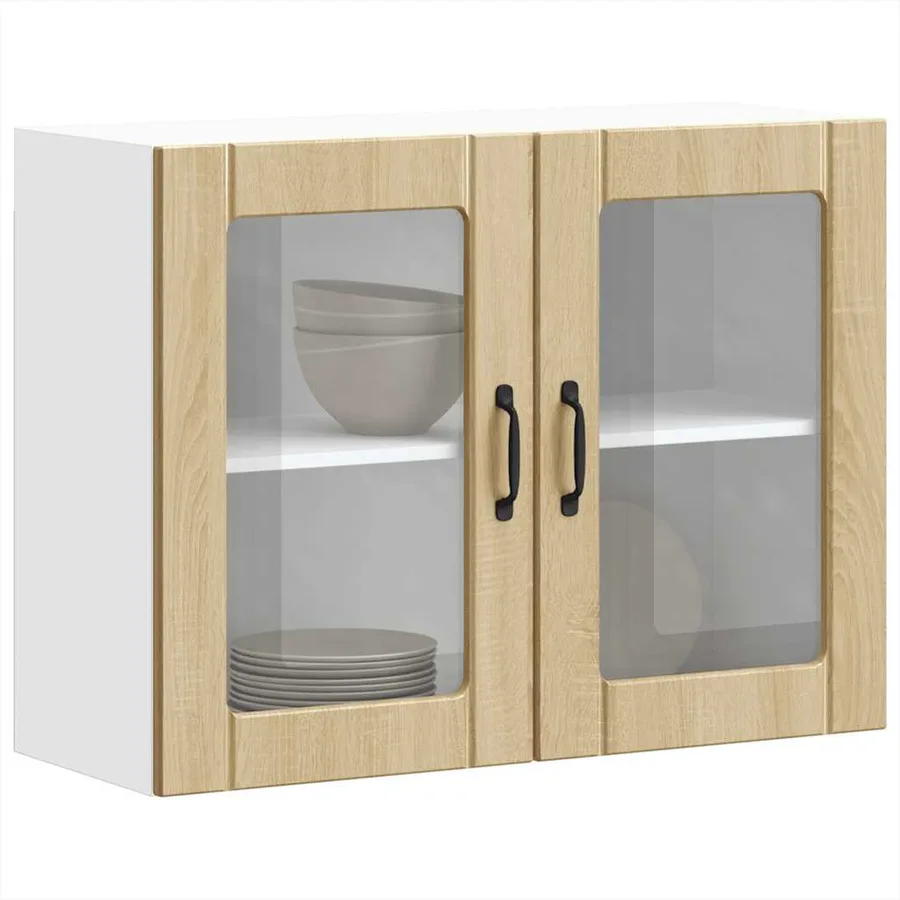 Armoire murale de cuisine avec porte vitrée "Lucca" en chêne Sonoma - 5