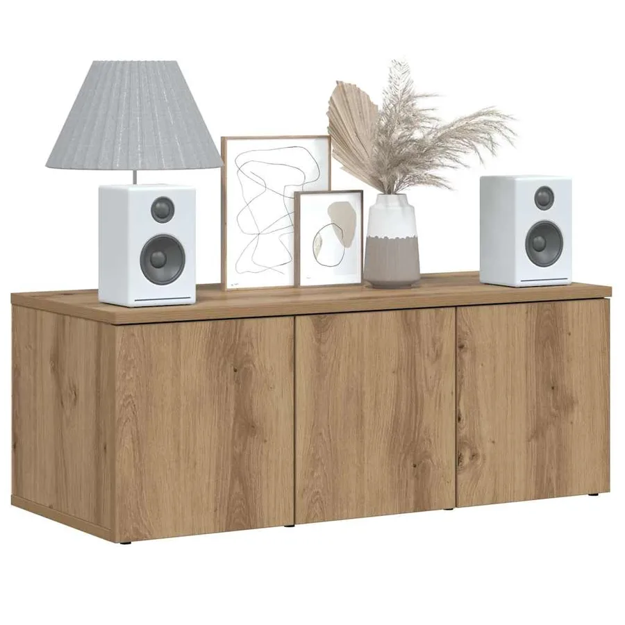Meuble TV chêne artisanal 80x34x30 cm bois d'ingénierie - 3