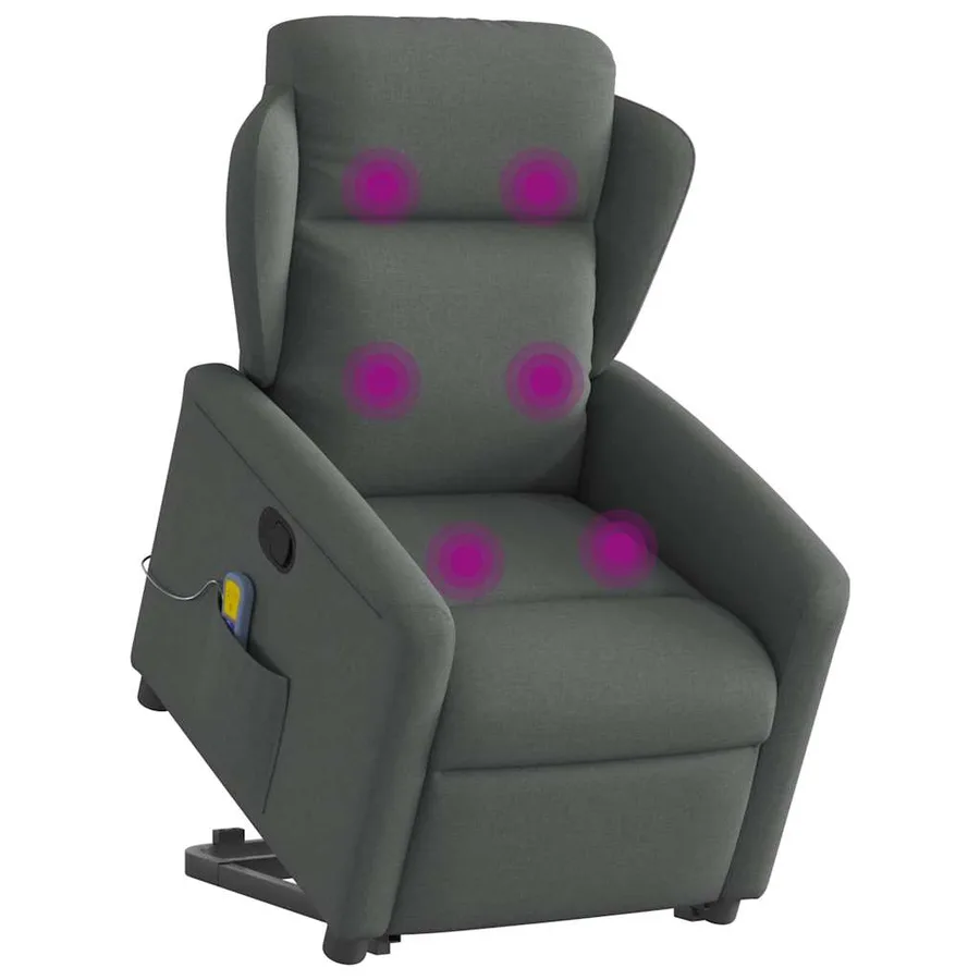 Fauteuil de massage inclinable Gris foncé Tissu - 3