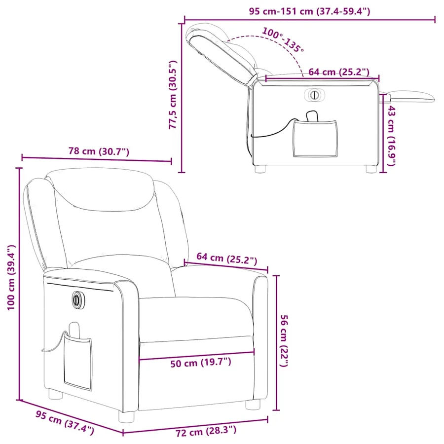 Fauteuil inclinable de massage électrique gris foncé tissu - 16