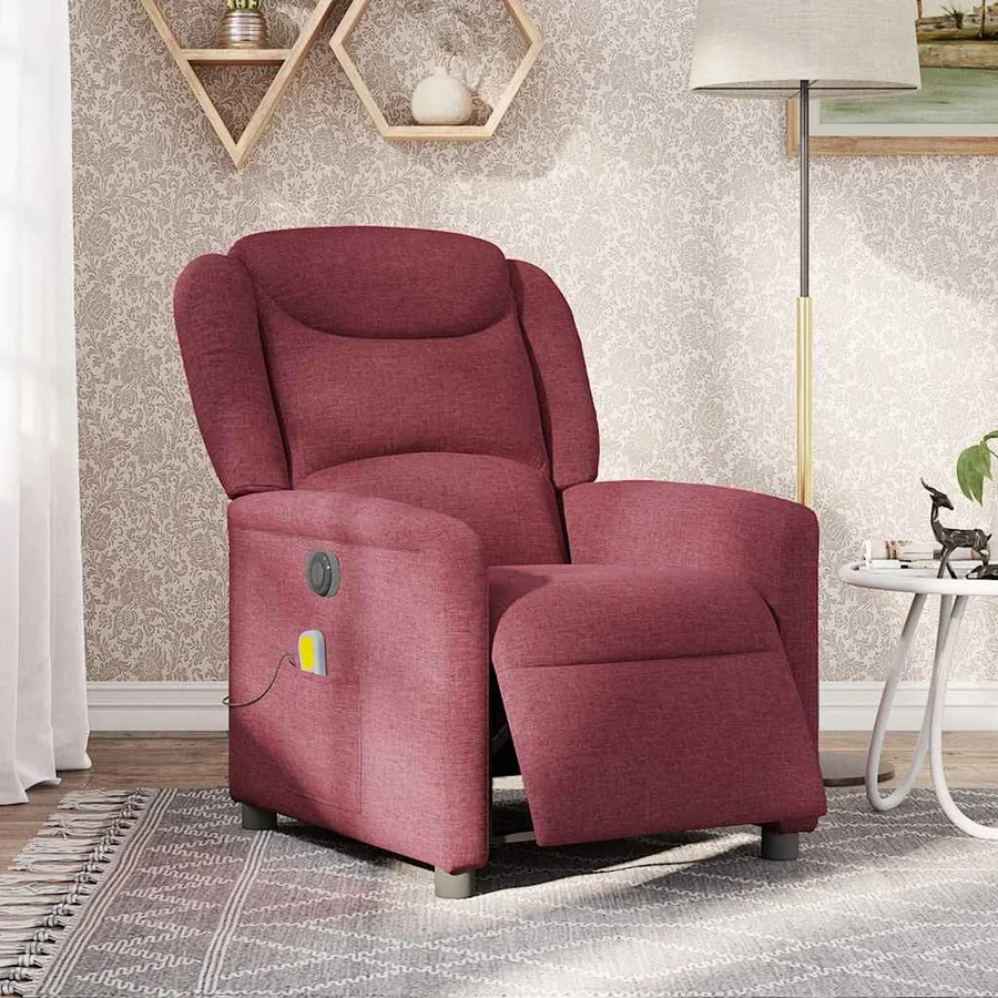 Fauteuil de massage inclinable électrique Rouge bordeaux Tissu - 2