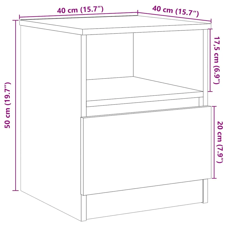 Table de chevet vieux bois 40x40x50 cm bois d’ingénierie - 11