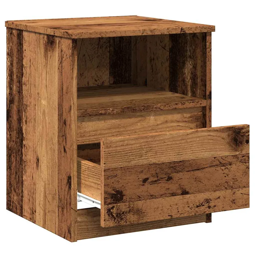Table de chevet vieux bois 40x40x50 cm bois d’ingénierie - 9
