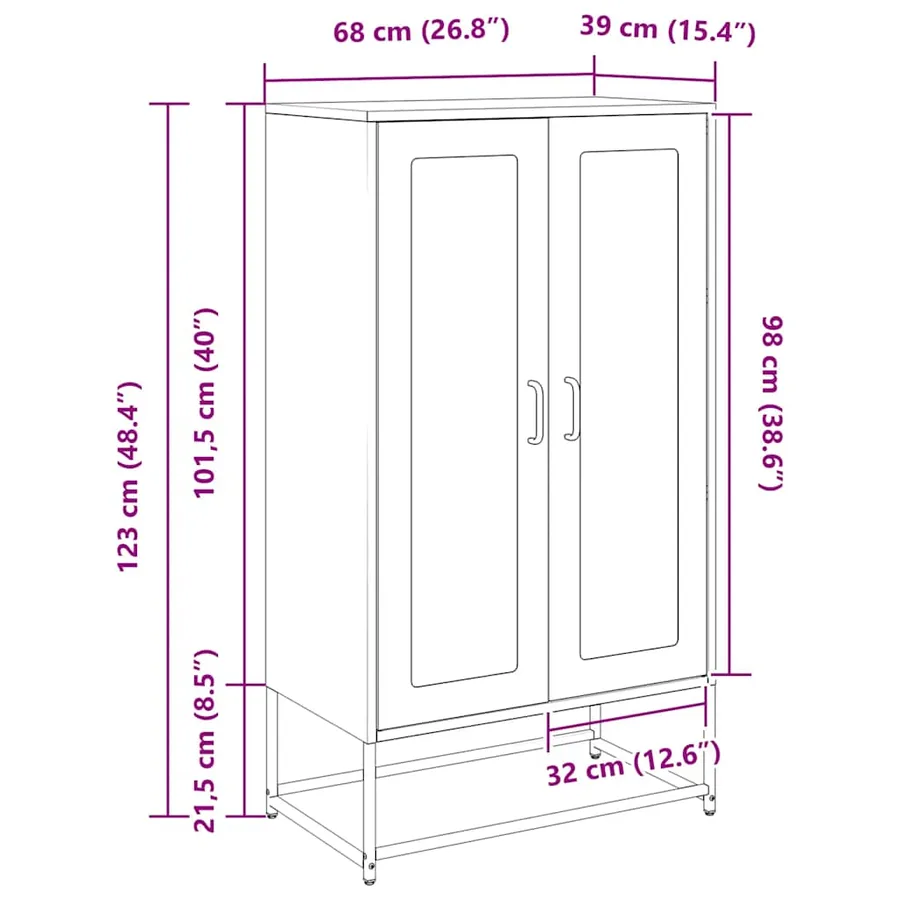 Buffet haut noir 68x39x123 cm acier - 13