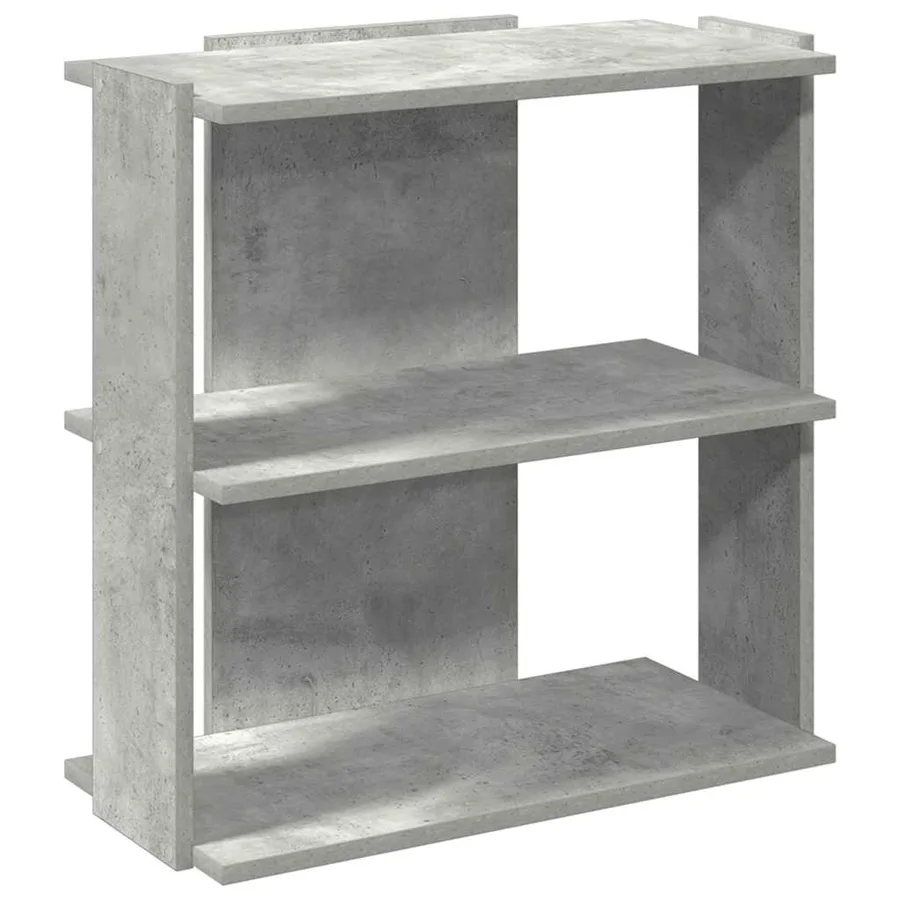 Bibliothèque à 3 niveaux gris béton 60x30x60 cm bois ingénierie - 2