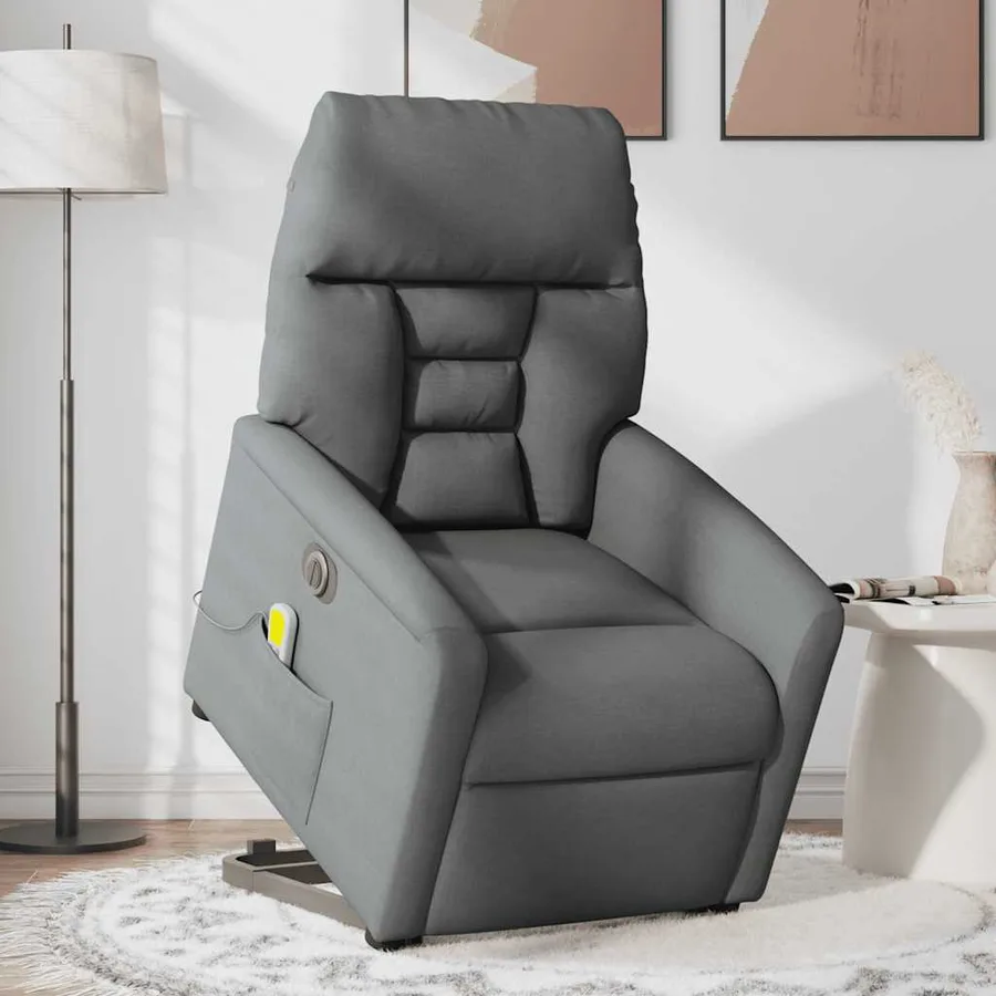 Fauteuil inclinable de massage électrique Gris foncé Tissu - 2