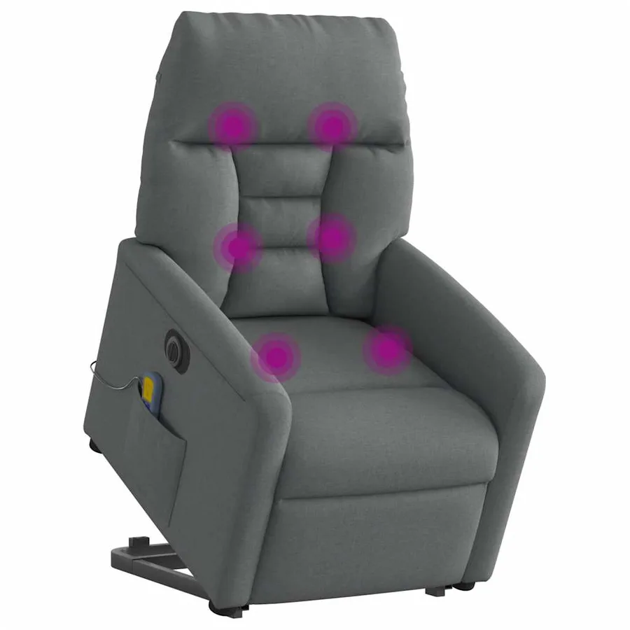 Fauteuil inclinable de massage électrique Gris foncé Tissu - 3