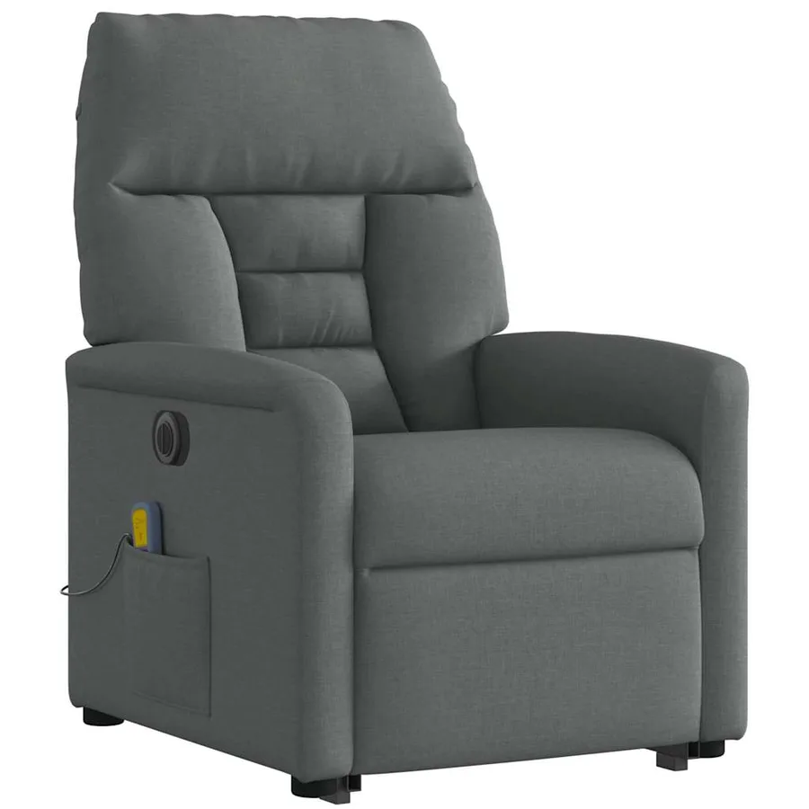 Fauteuil inclinable de massage électrique Gris foncé Tissu - 4