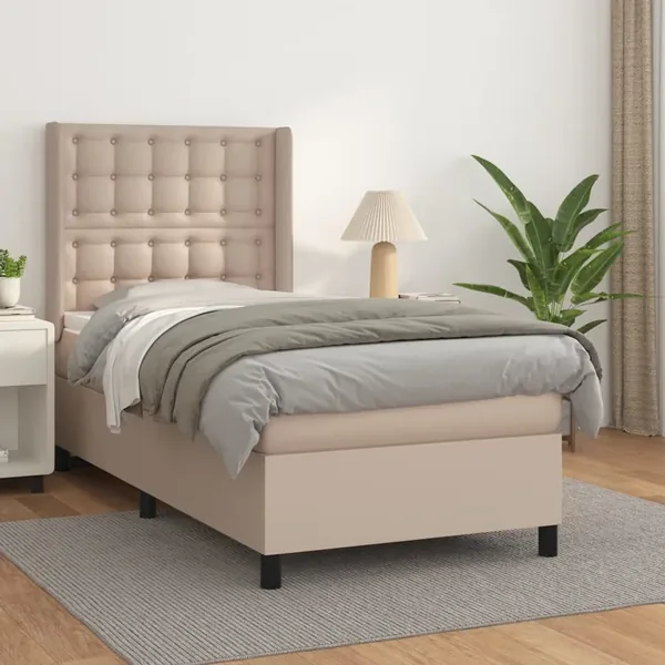 Sommier à lattes de lit avec matelas Cappuccino 80x200 cm