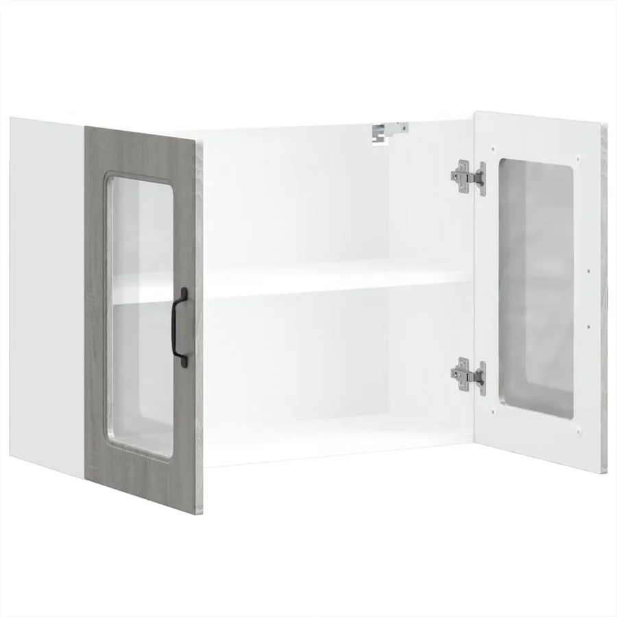 Armoire murale de cuisine avec porte vitrée "Kalmar" Bois d'ingénierie gris Sonoma - 7