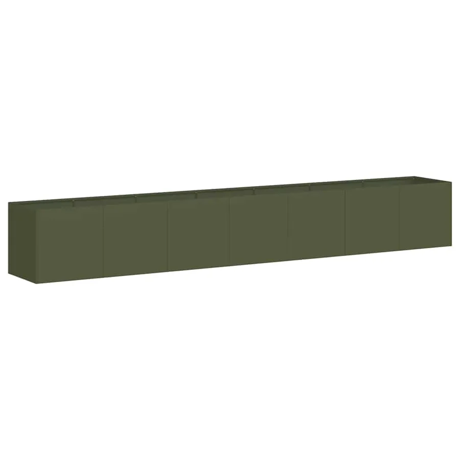 Jardinière vert olive 280x40x40 cm acier laminé à froid - 2