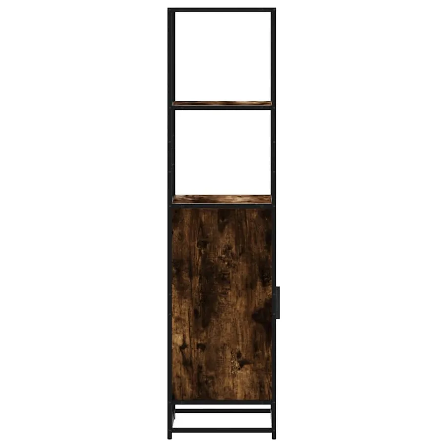 Buffet haut chêne fumé 35,5x35x139 cm bois d'ingénierie métal - 6