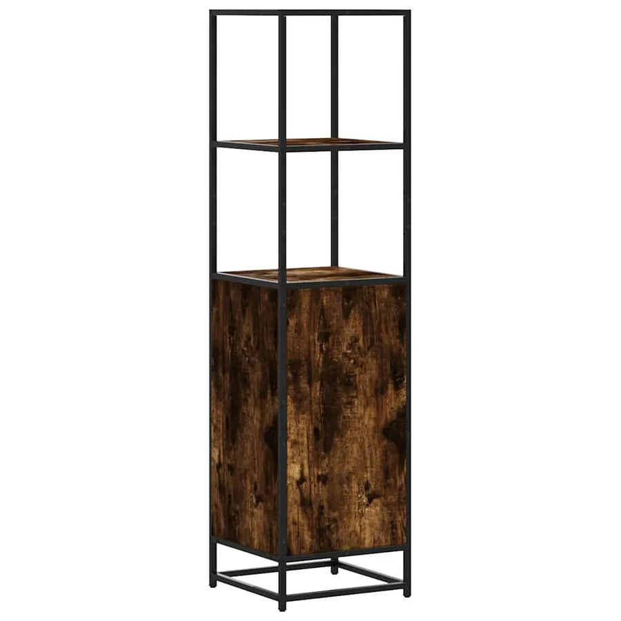 Buffet haut chêne fumé 35,5x35x139 cm bois d'ingénierie métal - 7