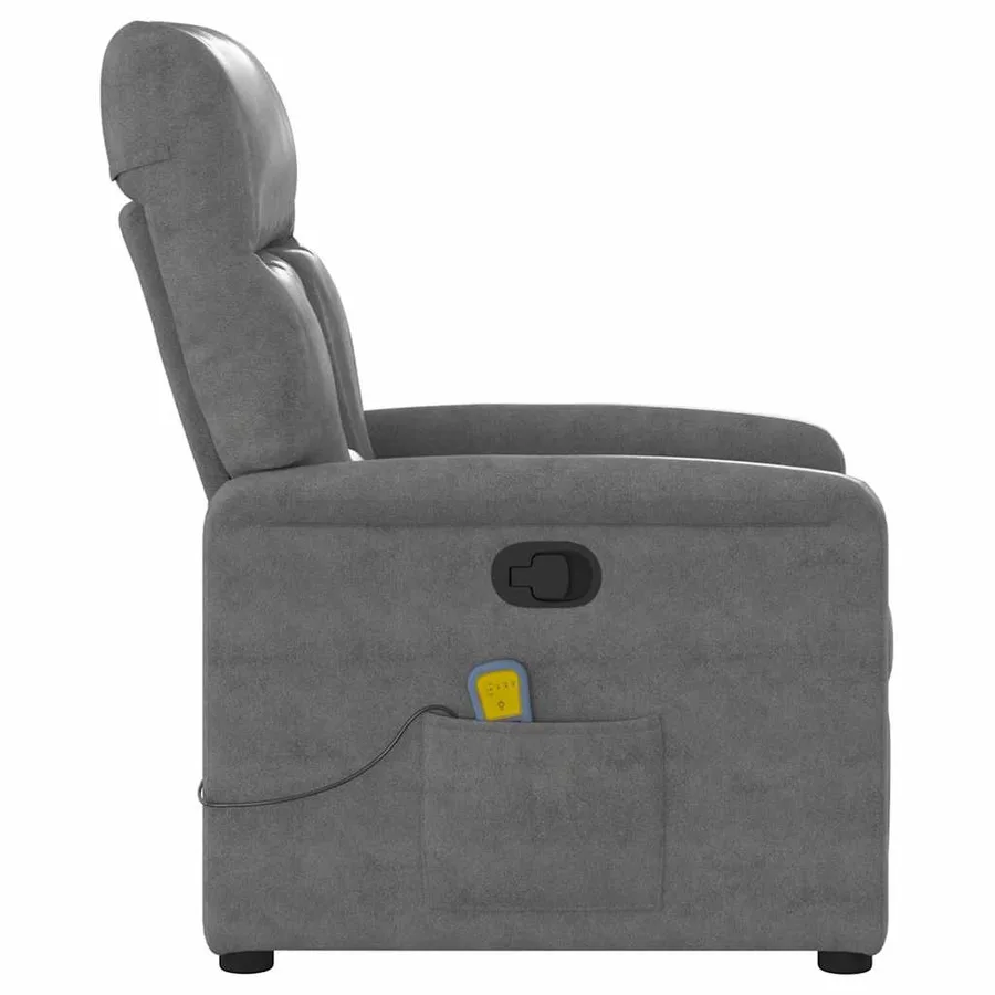 Fauteuil inclinable de massage gris foncé tissu microfibre - 4