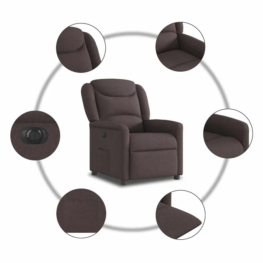 Fauteuil inclinable électrique Marron foncé Tissu - 10