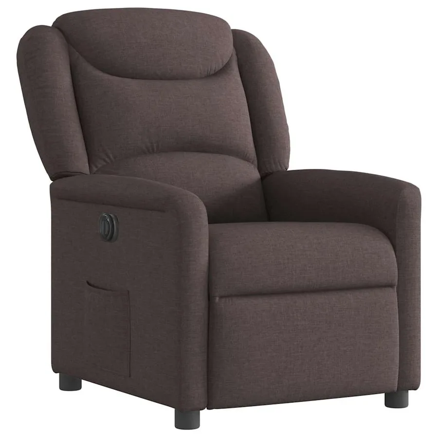 Fauteuil inclinable électrique Marron foncé Tissu - 4