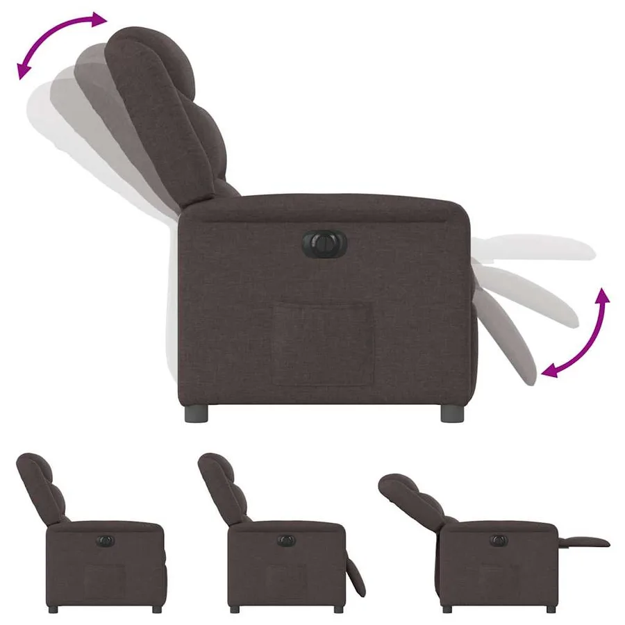 Fauteuil inclinable électrique Marron foncé Tissu - 9