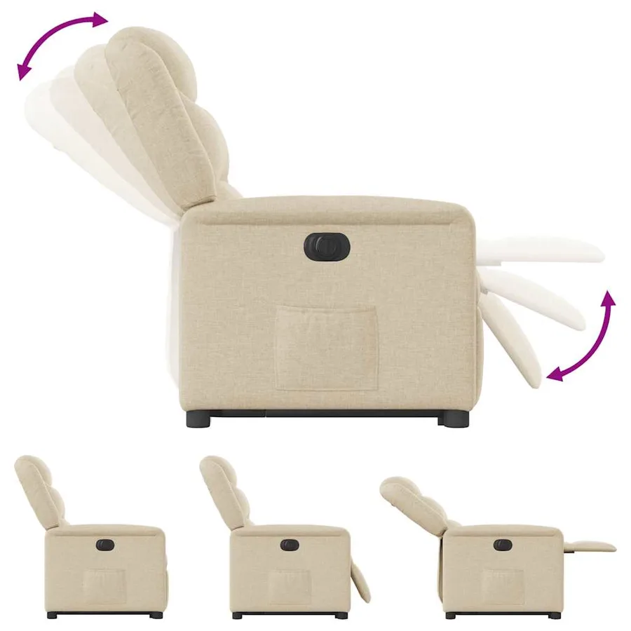Fauteuil inclinable électrique crème tissu - 10