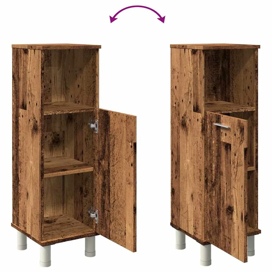 Armoire de salle de bain vieux bois 30x30x95 cm bois ingénierie - 8
