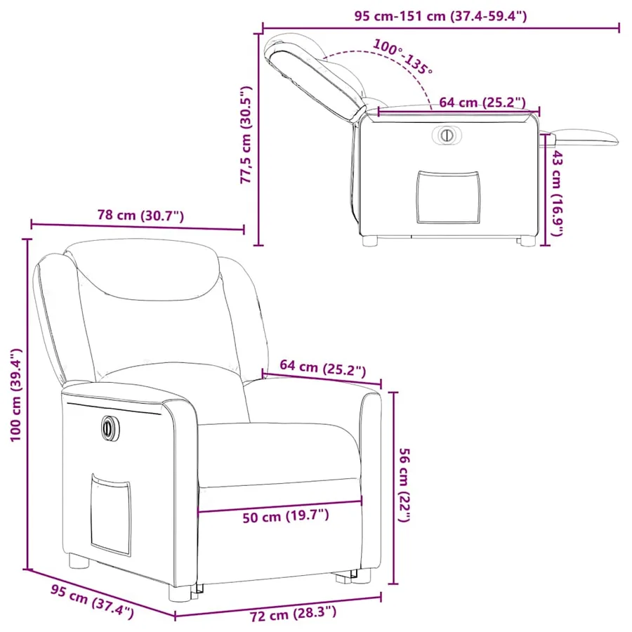 Fauteuil inclinable électrique vert foncé tissu - 16