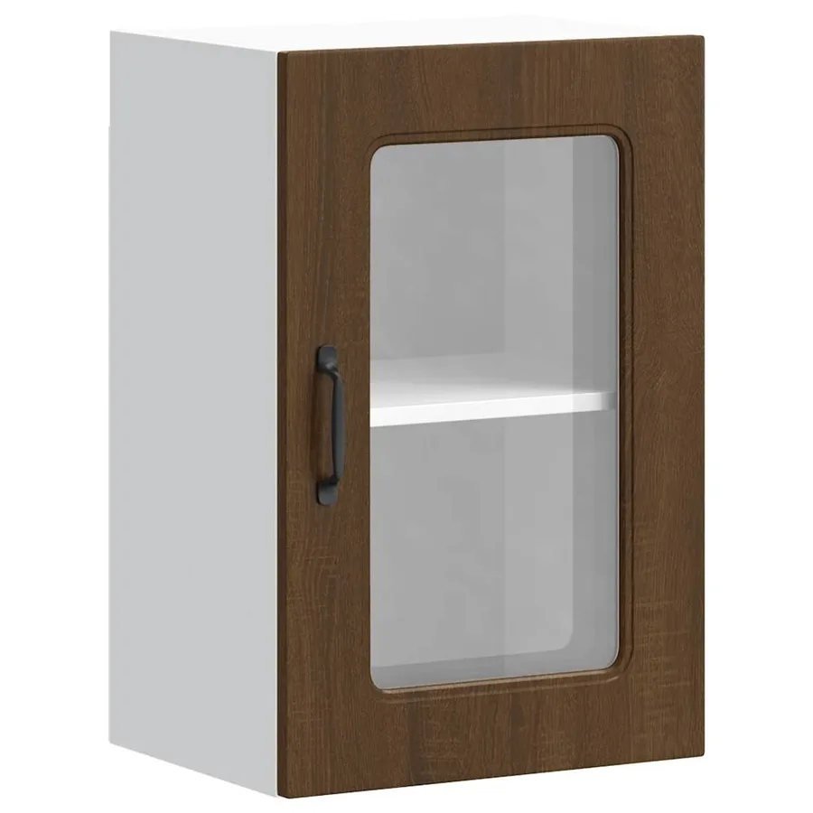 Armoire murale de cuisine et porte en verre Kalmar chêne marron - 2