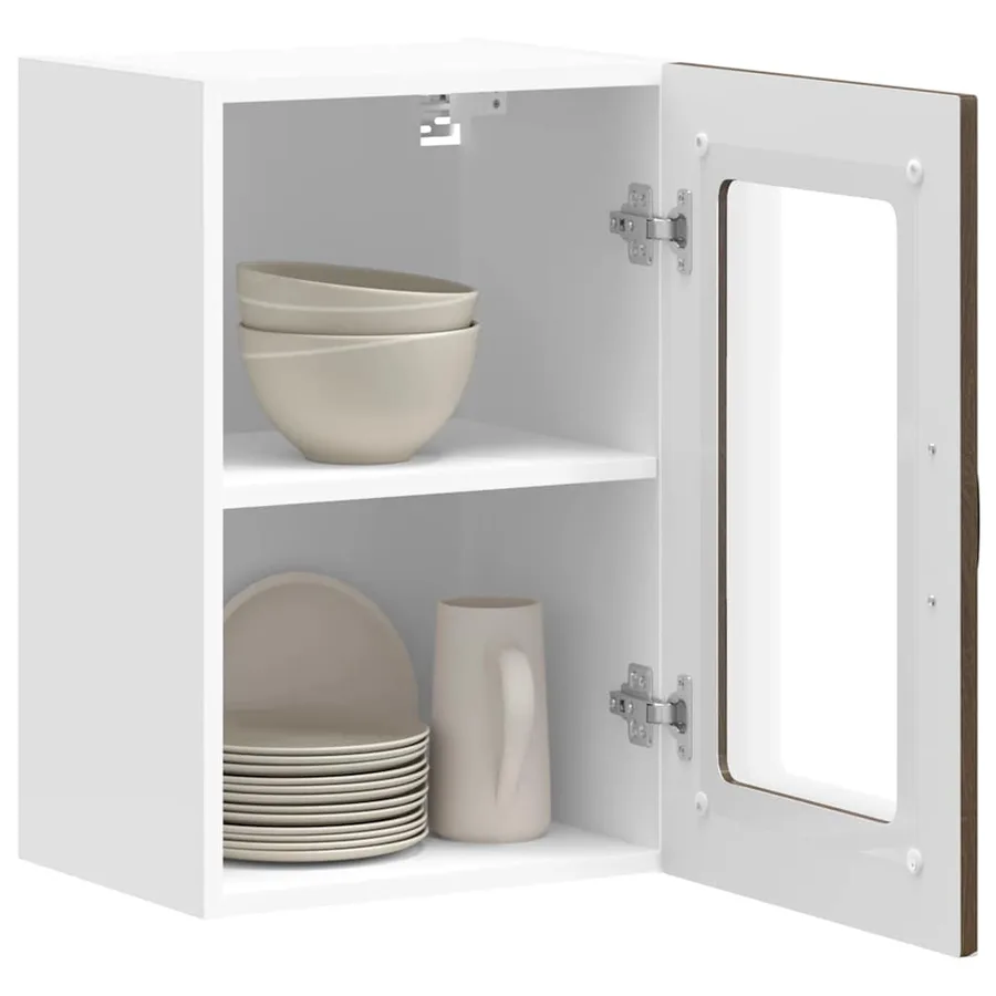 Armoire murale de cuisine et porte en verre Kalmar chêne marron - 5