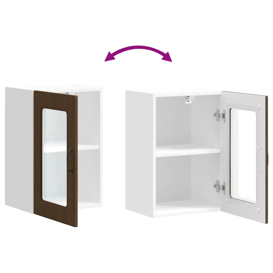 Armoire murale de cuisine et porte en verre Kalmar chêne marron - 9