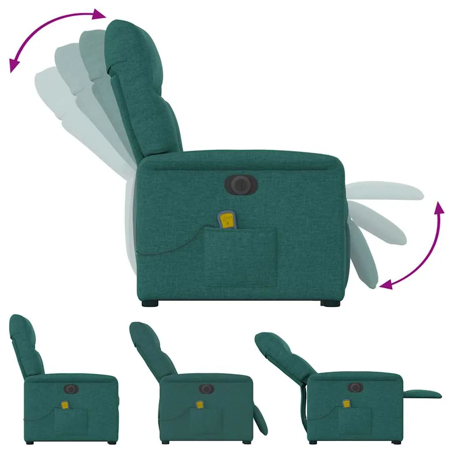 Fauteuil inclinable de massage électrique Vert foncé Tissu - 8