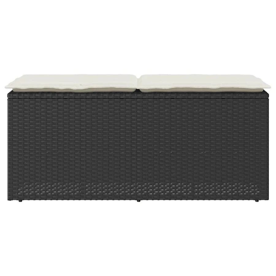 Banc de jardin avec coussin noir 110x40x44 cm résine tressée - 4