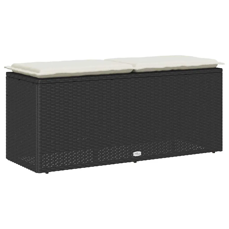 Banc de jardin avec coussin noir 110x40x44 cm résine tressée - 6