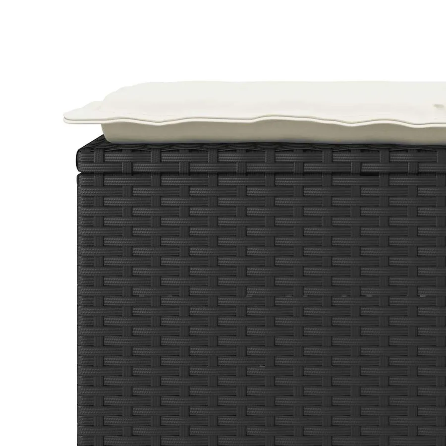Banc de jardin avec coussin noir 110x40x44 cm résine tressée - 7