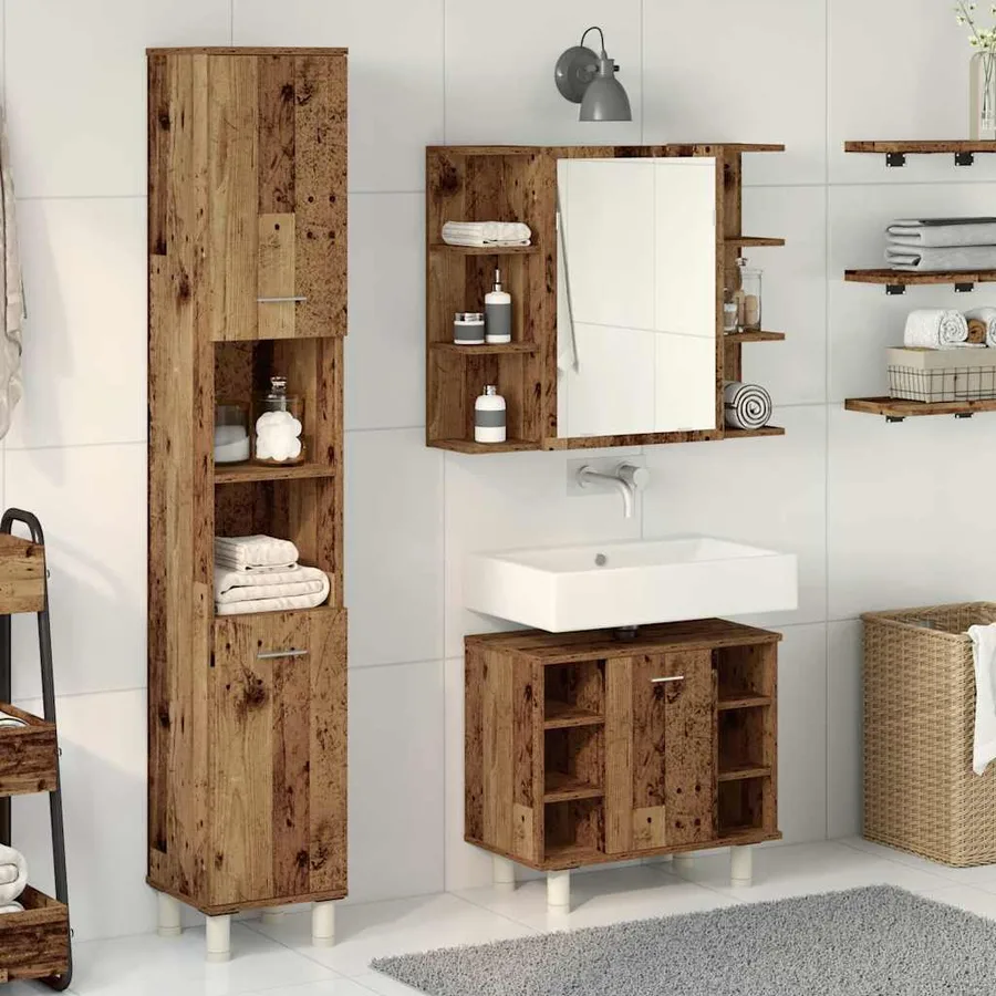 Ensemble de meubles salle de bain 3 pcs bois d'ingénierie - 3