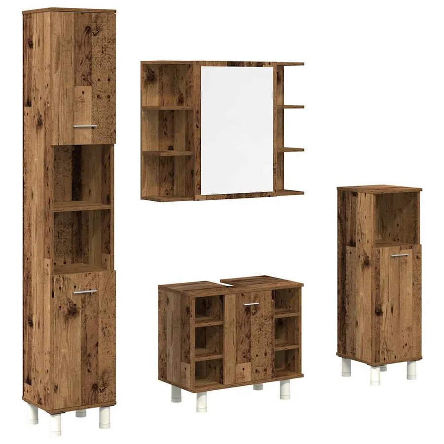 Ensemble de meubles salle de bain 4 pcs bois d'ingénierie - 2