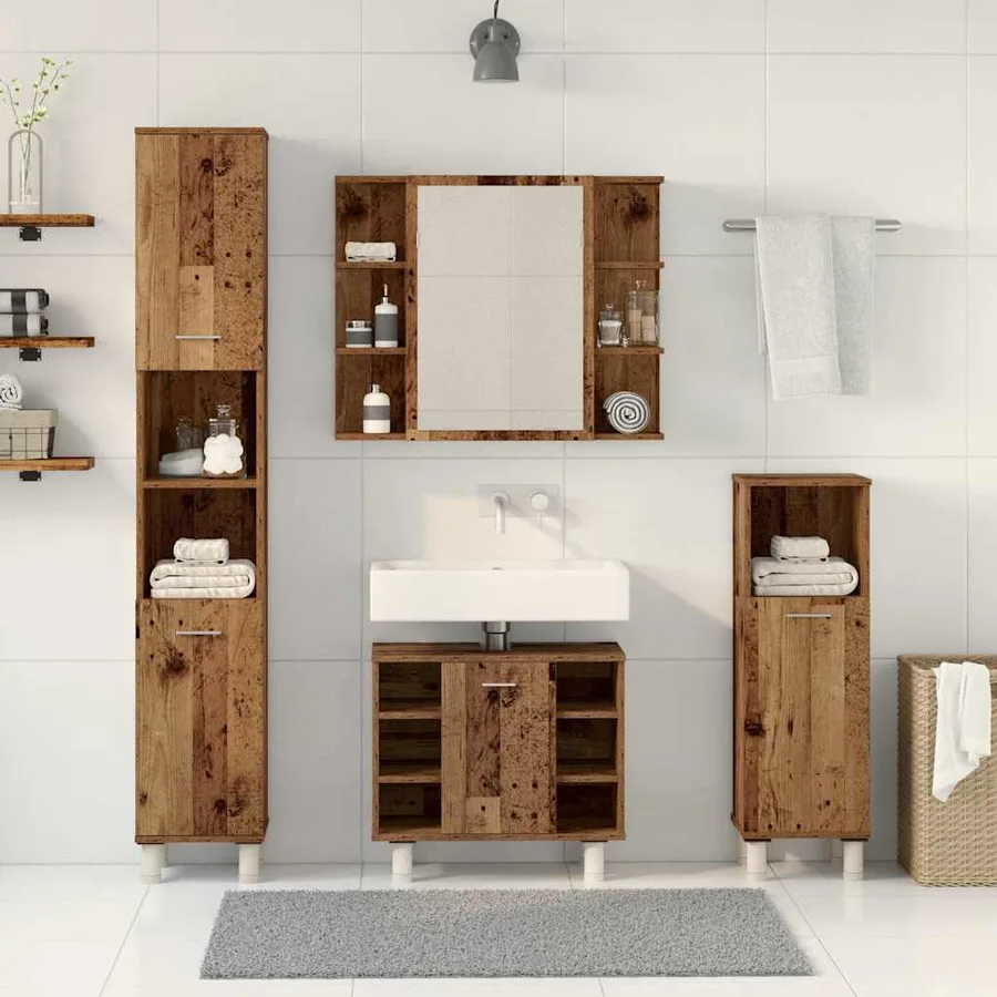 Ensemble de meubles salle de bain 4 pcs bois d'ingénierie - 3