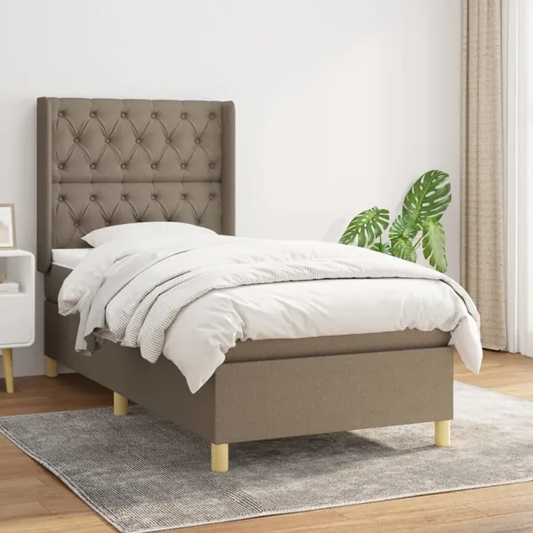 Sommier à lattes de lit avec matelas Taupe 80x200 cm Tissu