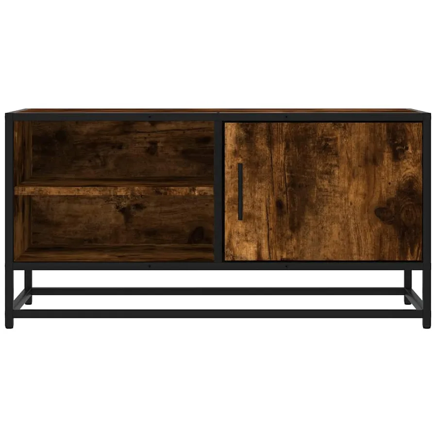 Meuble TV chêne fumé 80x34,5x40 cm bois d'ingénierie et métal - 4